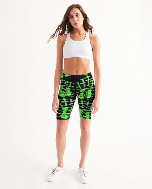 HIGH FIVE LIME Women's Mid-Rise Bike Shorts