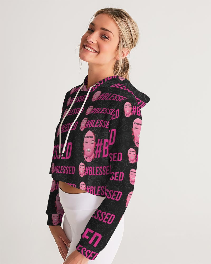 Pretty Goons - #Blessed Black Women's Cropped Hoodie
