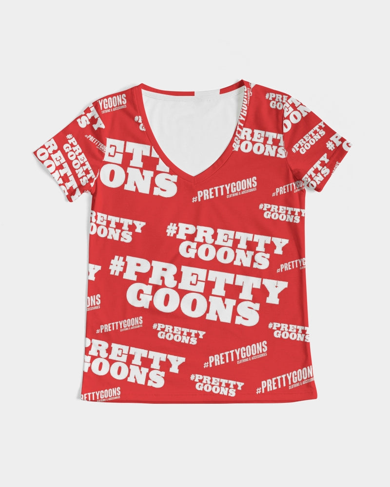 Pretty Goons Duped Red Women's V-Neck Tee