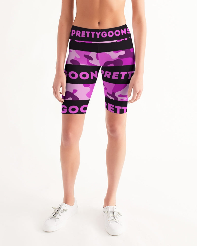 Pretty Goons Purple Camo Women's Mid-Rise Bike Shorts