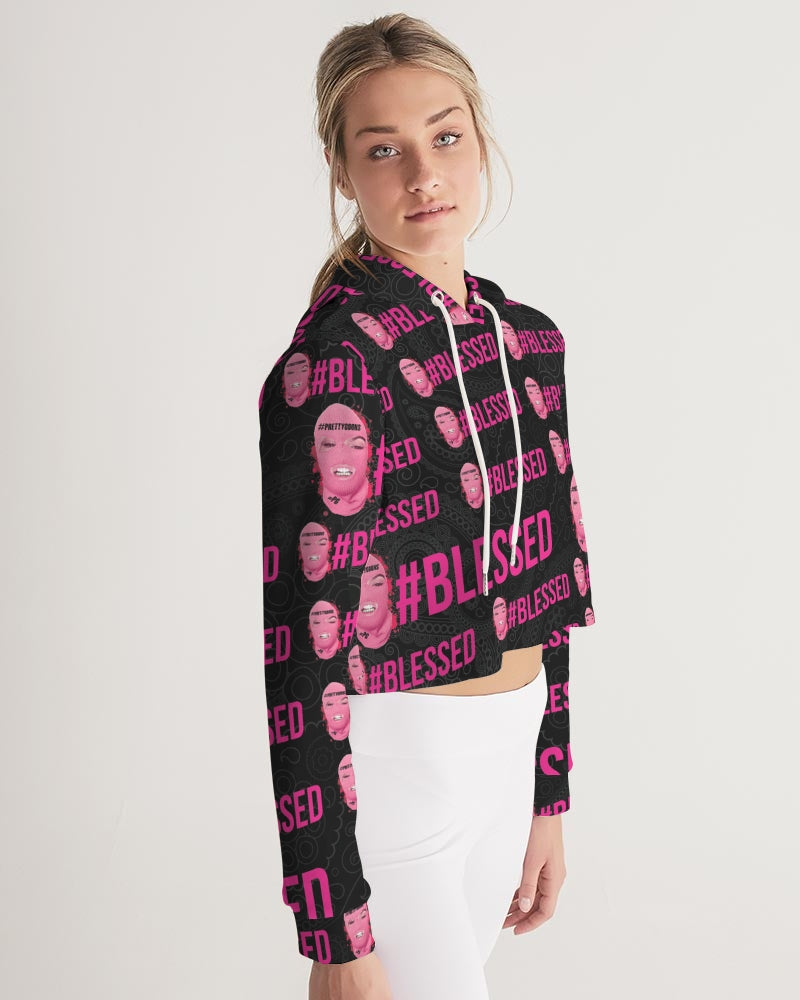 Pretty Goons - #Blessed Black Women's Cropped Hoodie