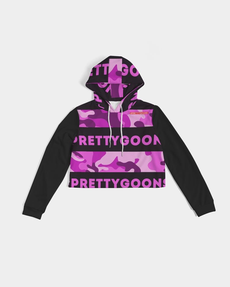 Pretty Goons Purple Camo Women's Cropped Hoodie