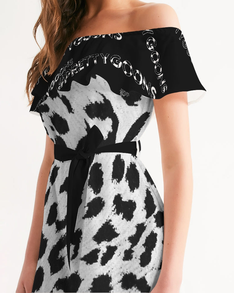 Pretty Goons Jaguar  Women's Off-Shoulder Dress
