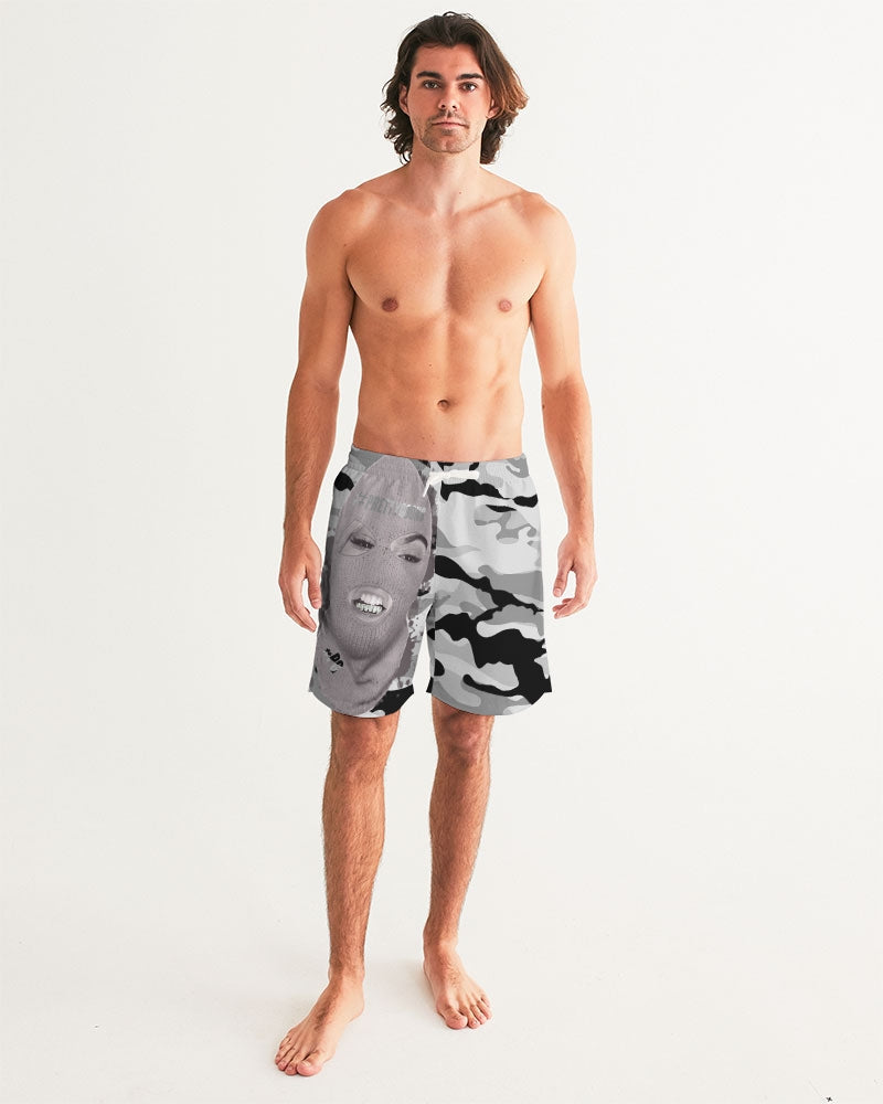PRETTY GOONS GREY CAMO Men's Swim Trunk