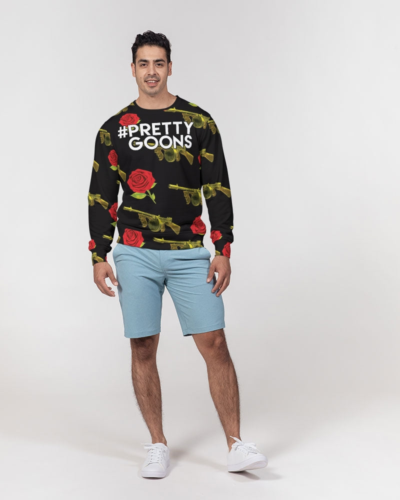 PG Guns & Roses Yellow rRed Men's Classic French Terry Crewneck Pullover