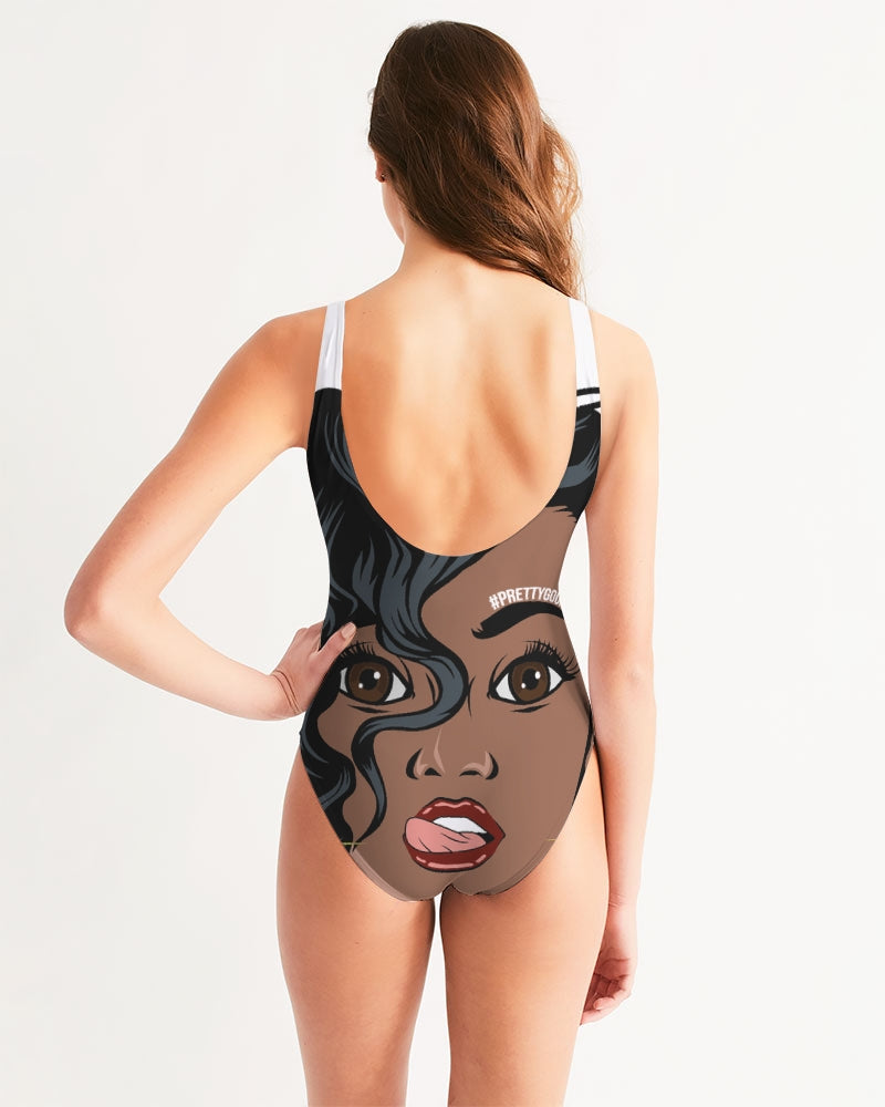 Pretty-Goon-2-gold-guns Women's One-Piece Swimsuit