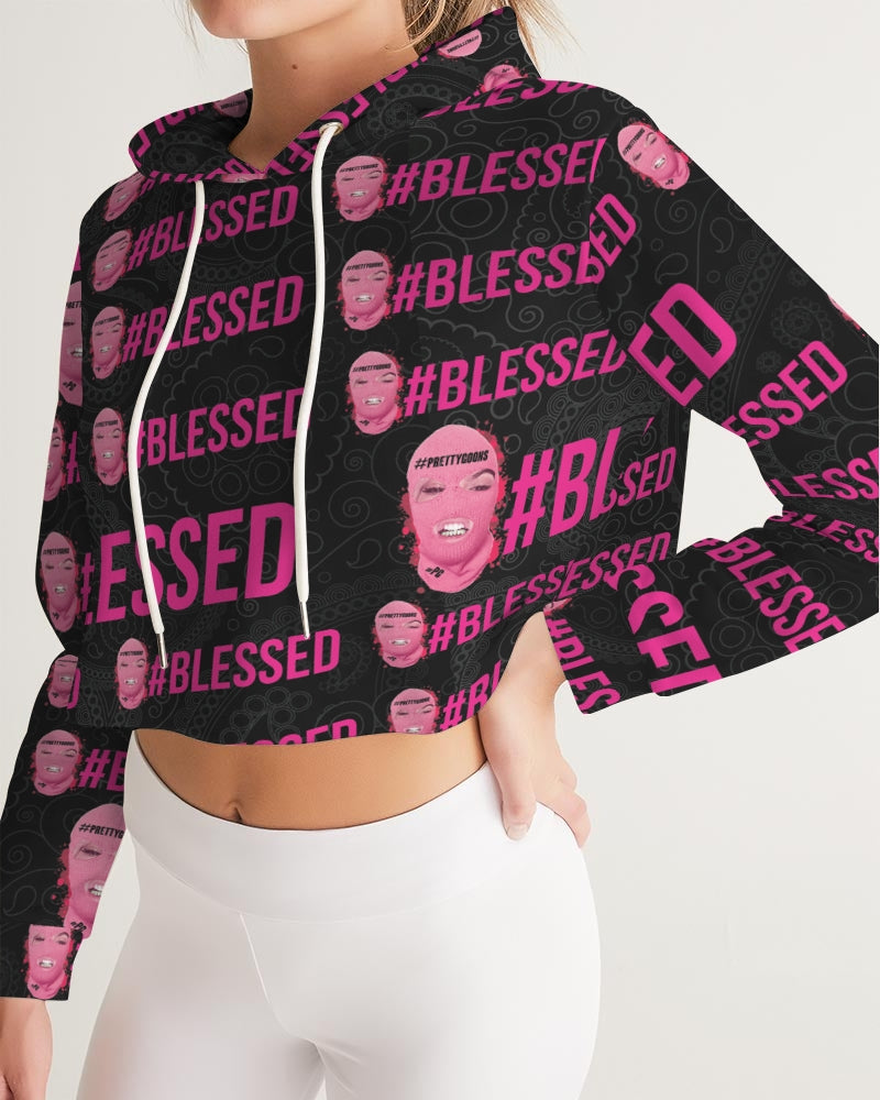 Pretty Goons - #Blessed Black Women's Cropped Hoodie