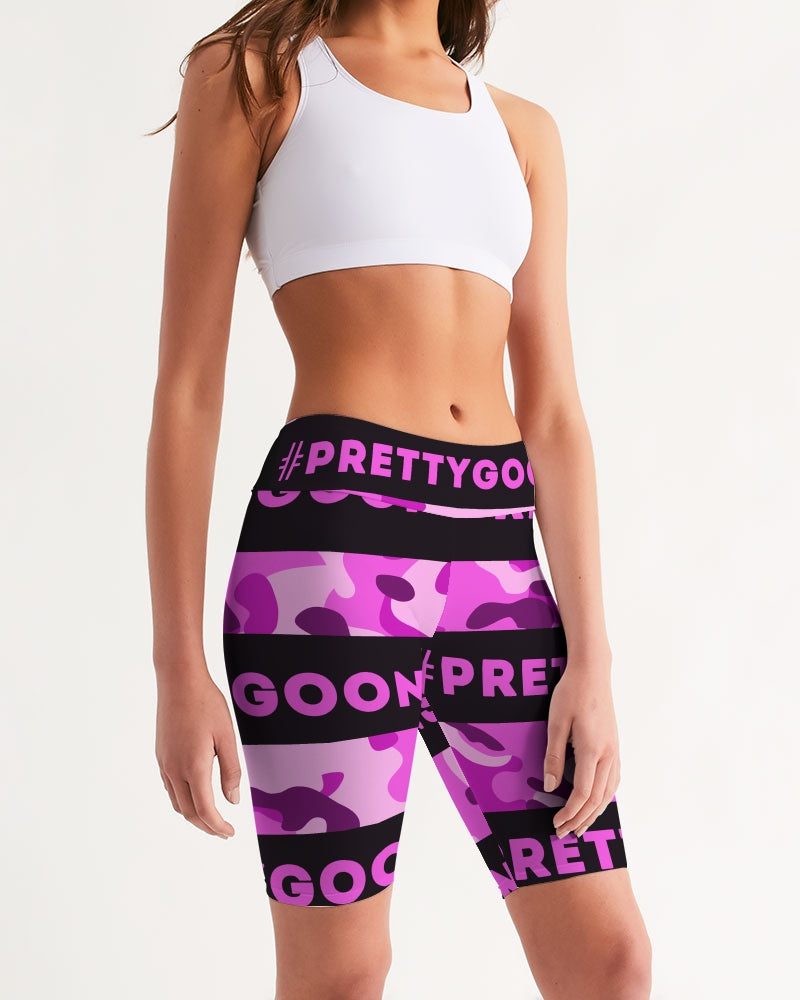 Pretty Goons Purple Camo Women's Mid-Rise Bike Shorts