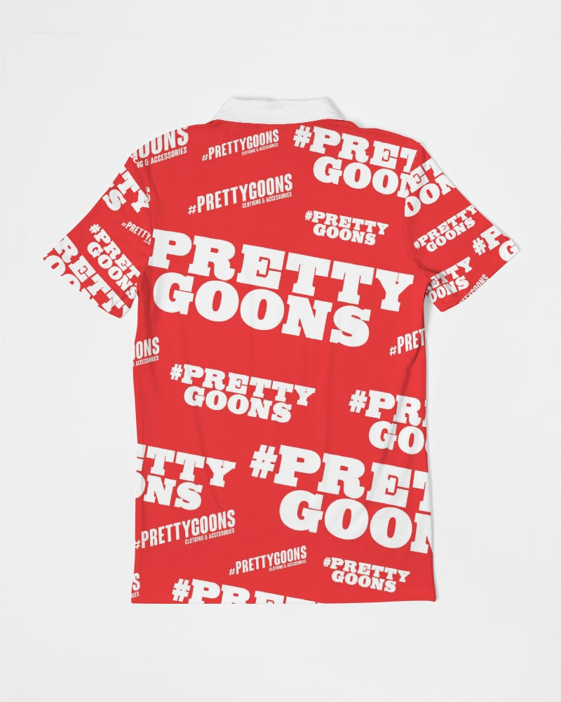Pretty Goons Duped Red Men's Slim Fit Short Sleeve Polo