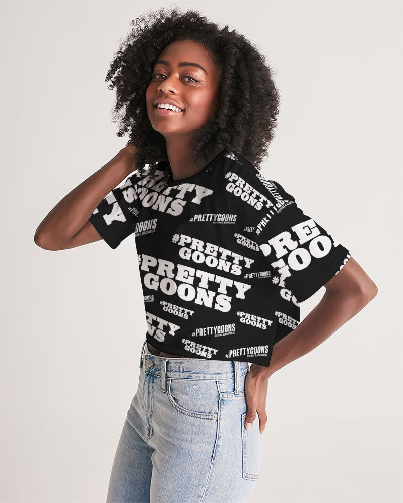 Pretty Goons Duped BLACK Women's Lounge Cropped Tee