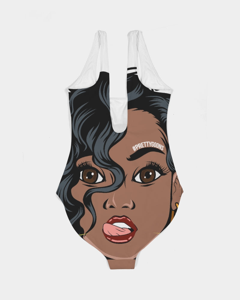 Pretty-Goon-2-gold-guns Women's One-Piece Swimsuit
